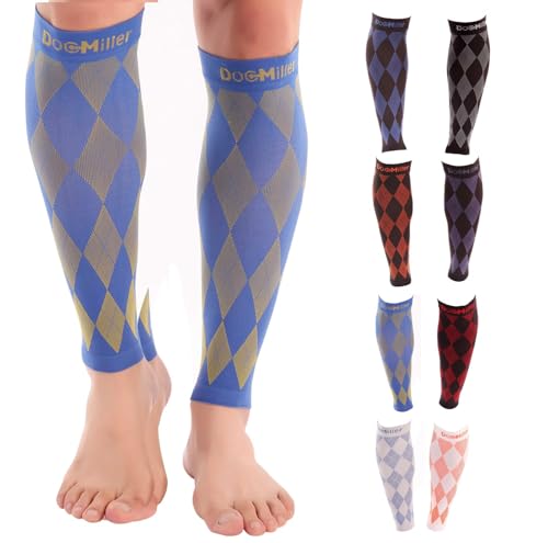 Image of Doc Miller Calf Compression Sleeves 20-30 mmHg for Men & Women, Argyle | Footless Compression Socks, Circulation Support, Pain Relief, Shin Splints, Varicose Veins, Running, Nurses, Travel, 1 Pair
