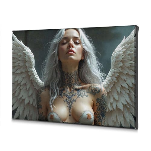 Toile ange avec tatouages CBRT 40x60 cm pour decoration murale