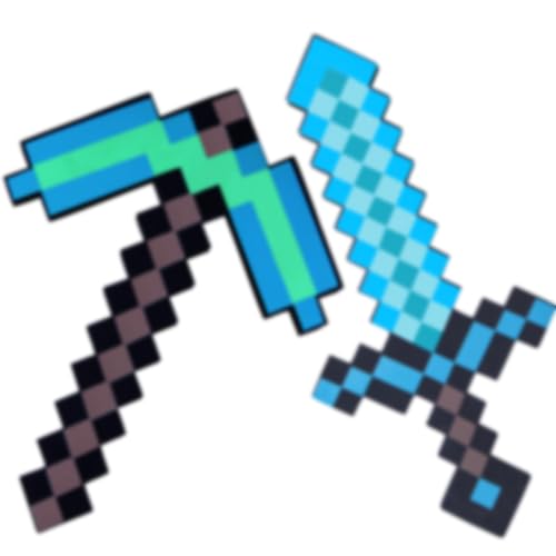 2 Pack Sword Toys,Foam Sword Pickaxe Roleplay Game Toys for Boys,Weapons Accessory for Game Fans Halloween Christmas Cosplay Party Blue