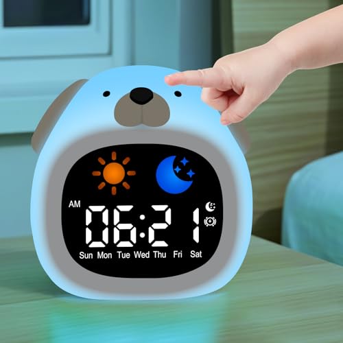 Thorder Orologio da allenamento per bambini, anti-caduta, luce notturna per cani, macchina del suono, sveglia portatile ricaricabile per ragazzi, ragazze, per compleanni, Natale e festa dei bambini