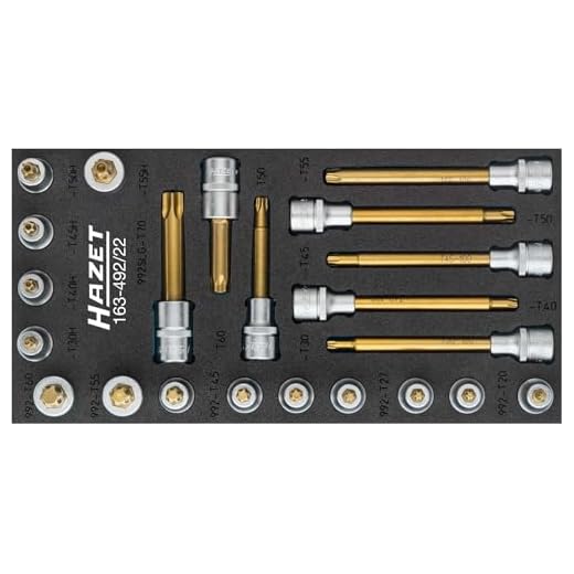 Hazet Schraubendreher-Steckschlüssel-Einsatz-Satz, (Robertson) 12,5 = 1⁄2 teilig 163-492/22 ∙ Vierkant 12,5 mm (1/2 Zoll) ∙ Innen, Tamper Resistant TORX Profil ∙ Anzahl Werkzeuge: 22, tin beschichtet