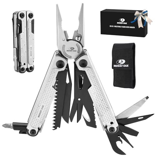 MOSSY OAK Multitool, 20-in-1 Stainless Steel Multi Tool Pliers, Self-locking Pliers with Sheath-Perfect for Outdoor, Survival, Camping, Hiking