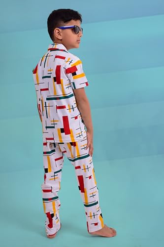 Image of 3BROS Unisex Pure Cotton Short Sleeve Kids Night Dress for Boys & Girls Nightwear /Sleepsuit /Sleepwear /Loungewear Night Suit for Boys and Girls Top and Pyjama Combo Set
