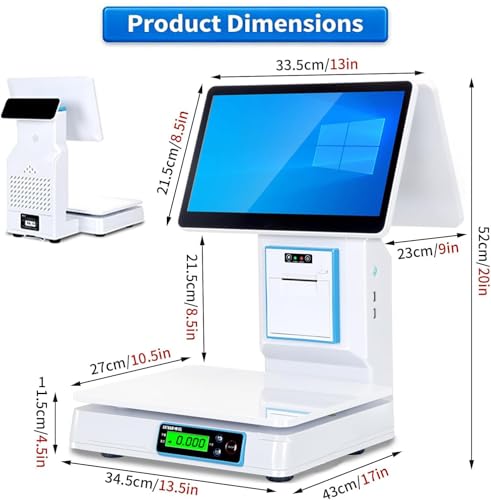 Caja registradora con Sistemas TPV, Caja registradora Inteligente Todo en uno con IA para pequeñas Empresas, con Pantalla táctil de 15,6", cajón de Efectivo, Sola Pantalla.