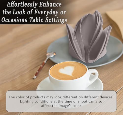 Image of Ruvanti Cloth Napkins Set of 12, 18x18 Inch, Soft & Absorbent Cotton Enrich Dinner Napkins for Hotel, Wedding Parties, Napkins Everyday - Coffee Grey