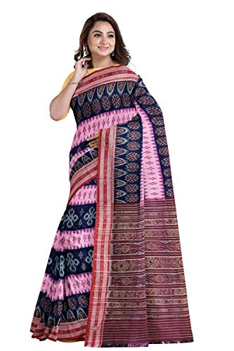Image of Odisha Sambalpuri Handloom Ikat Women's Cotton Saree, Odisha Handloom Handmade Pure Cotton Khandua Saree, Ikkat Orissa Traditional Handloom Saree Without Blouse