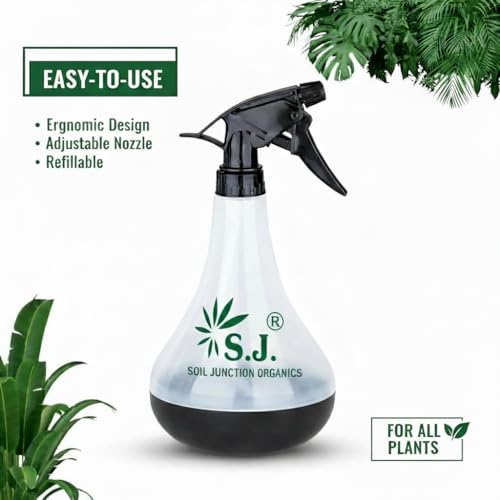 Image of SJ Organics 770ml Spray Bottle for Plants, Compact Water Spray Bottle, Garden with Adjustable Nozzle, Leak-Proof Hand, Multi-Purpose use, Transparent Sprayer for Lawn Garden