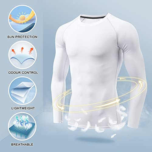 TERODACO Base Layer Mens Long Sleeve Soft Gym T Shirts Men UPF 50+ Moisture Wicking Compression Tops for Men Running Sports Cycling Top,Breathable Quick Dry Stretchy 323 White XXL - Image 5