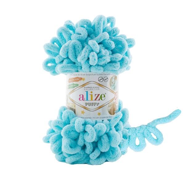 Alize Puffy Baby Big Loop Blanket Yarn 100% Micropolyester Soft Wool Each Ball 100g 9m - 128 Sky Blue
