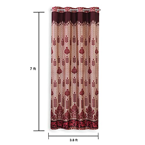 Image of Amazon Brand - Solimo Bello Polyester Curtain, Window, 5 feet (1.52 m), Maroon, Pack of 2