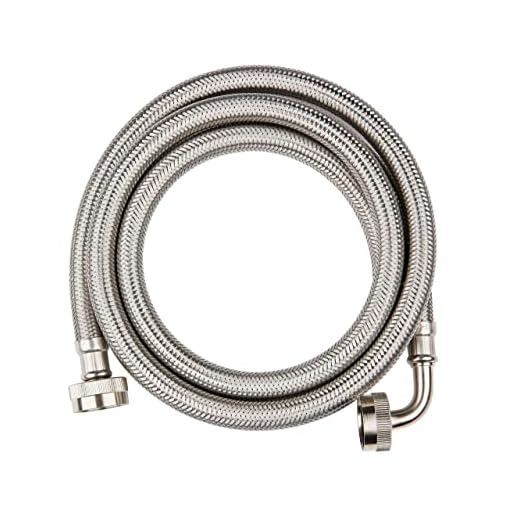 EFIELD Premium Washing Machine Hose with 90 Degree Elbow, Hot or Cold Water Supply Line, 6 Feet, PVC Core with Braided Stainless Steel