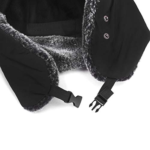Rongxg Mens Winter Trooper Hat Warm Windproof Bomber Hat Thermal Ski Hat With Earlflap Fleece Lined Ear Neck Cover Hat Baseball Cap Black #TOP4