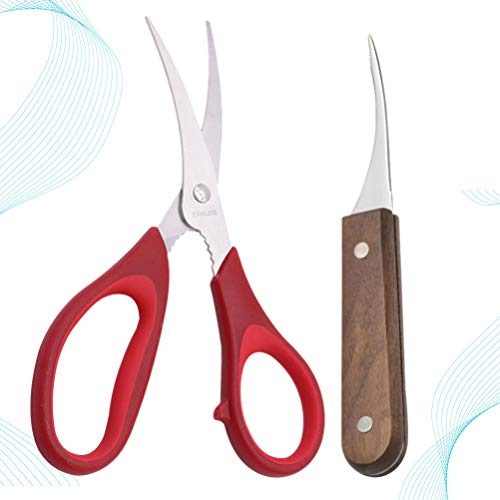 Cabilock 2 peças de tesouras de camarão para limpeza de camarão, descascador de frutos do mar, tesou