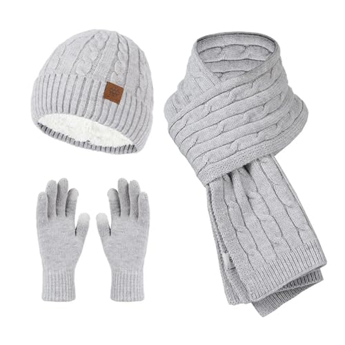 Conjunto de gorro bufanda y guantes de vellón para invierno 5
