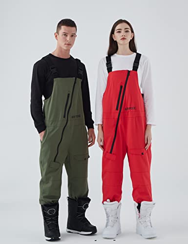 Houzoniy Unisex Snow Bib Waterproof,Womens Overalls Adjustable,Mens Ski Bib 5 Pockets,Ski Pants For Hiking,Snowmobiling Skiing,Hiking,Climbing,Snowmobiling Army Green S #TOP4