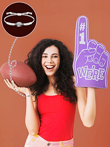 Hicarer 20 Pieces Football Bracelets Adjustable Football Charm Bracelets Football Gifts For Boys Girl Women Men Teens Most Sport Team Players (Black, White) #TOP3