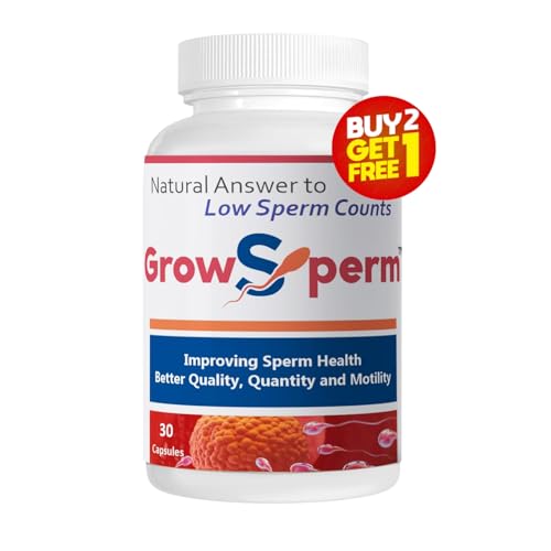 Samika Nutricare Grow Sperm 30 Veg Capsules Natural Answer To Low Sperm Count -Male Fertility Supplement - Sperm Count and Motility Support Pack of 1