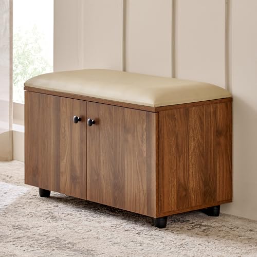 Image of Home Centre | Addison | 12 Pair | Engineered Wood | Shoe Cabinets | Walnut | 1 Year Warranty