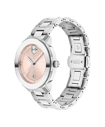 Movado Bold Verso Women's Sport Watch - Swiss Quartz Movement, Stainless Steel Link Bracelet - 3 ATM Water Resistance - Luxury Fashion Timepiece for Her - 38mm2