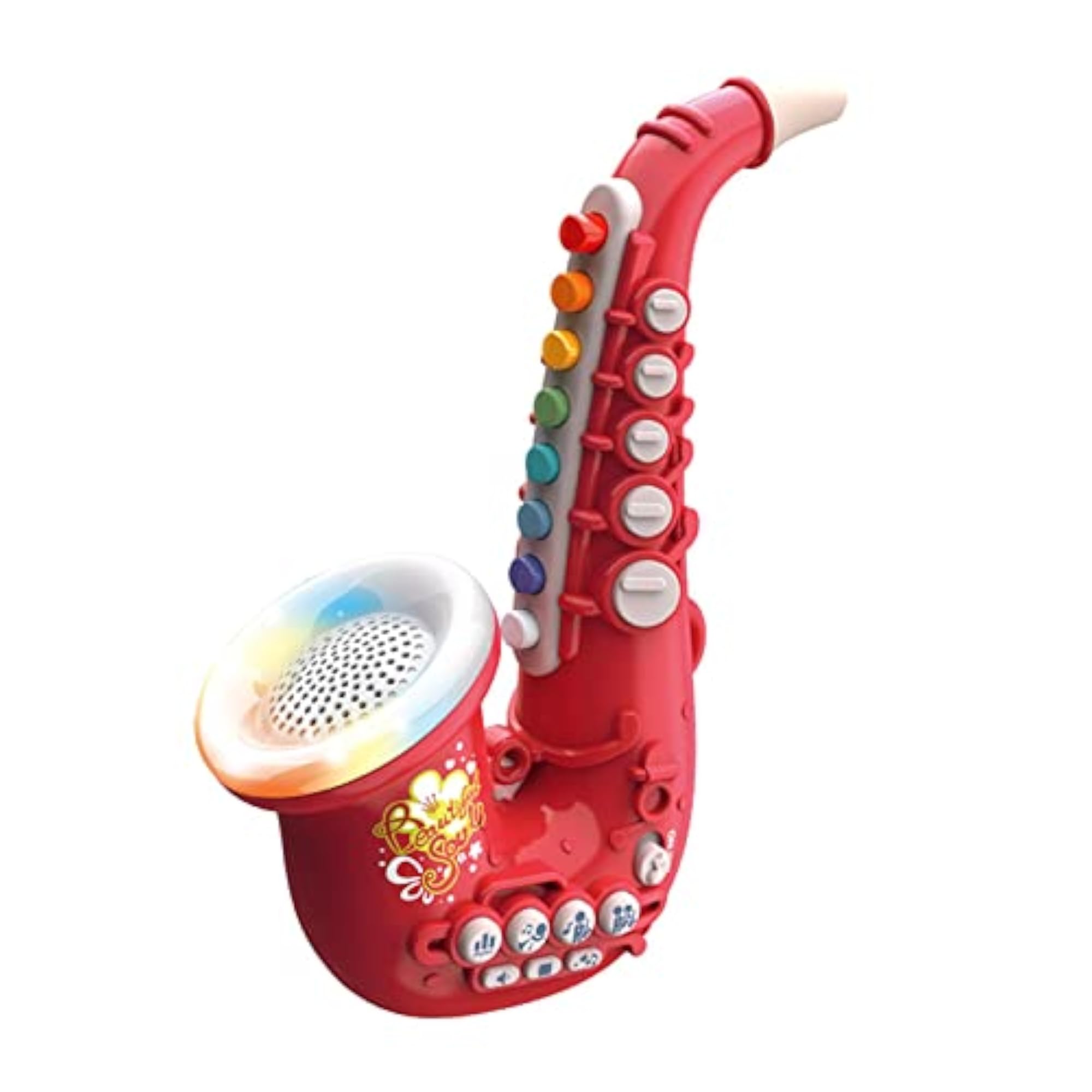 Simulation Saxophone Musical Instrument Toy with Music Light, Red