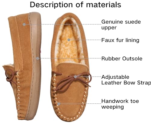 Men's Moccasin Slipper With Suede leather Upper Memory Foam House Shoes Anti-Slip Moccasins Indoor and Outdoor Warm Loafer Slippers2