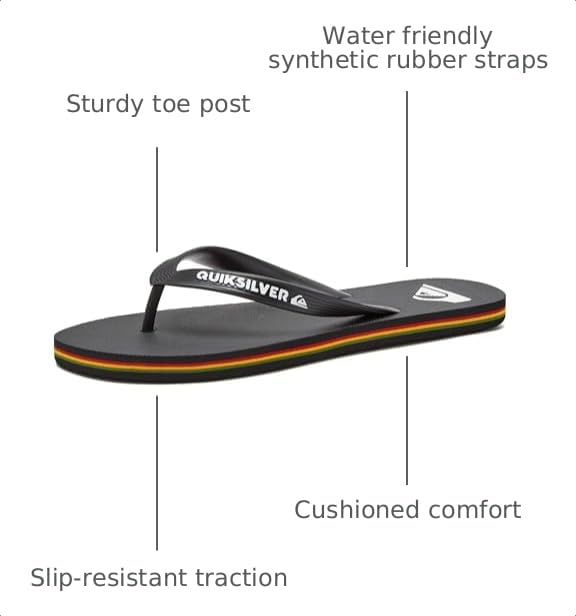 Image of Quiksilver Molokai Flip Flops for Men, Athletic Mens Sandals, Thong Mens Slides