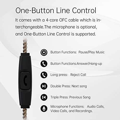 Image of Yinyoo Iem Earphones Kbear Rosefinch In-Ear Monitor Headphones Audiophile Earbuds, Wired Hifi Bass With 1Dd Driver For Musicians Isolation Headphones For Drummers Singers Stage (Brown, With Mic)