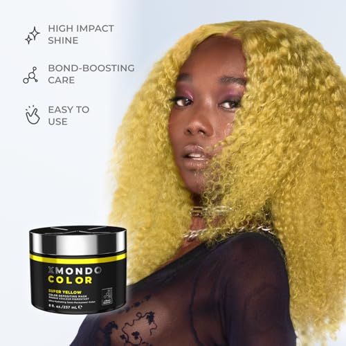 Image of XMONDO Color Super Yellow Depositing Mask, Hair Dye, 8 Fl Oz | Semi-Permanent, Infused with Bond Booster & Hyaluronic Acid for Nourishment, Revitalization & Repair, Vegan Formula