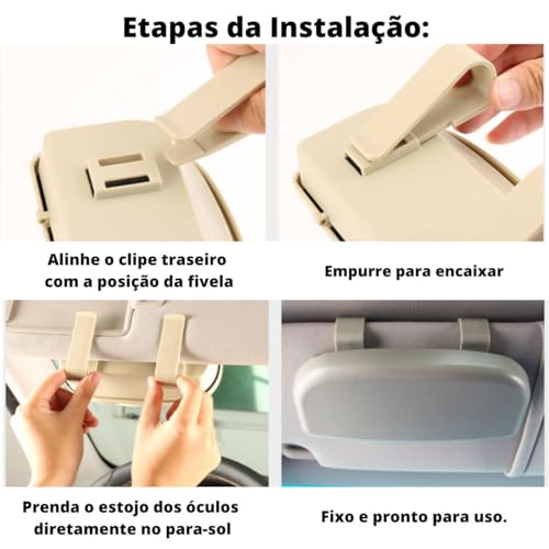 Porta Óculos de Carro, Estojo Universal, Material ABS, Instalação Fácil, 17 cm de Comprimento (Preto