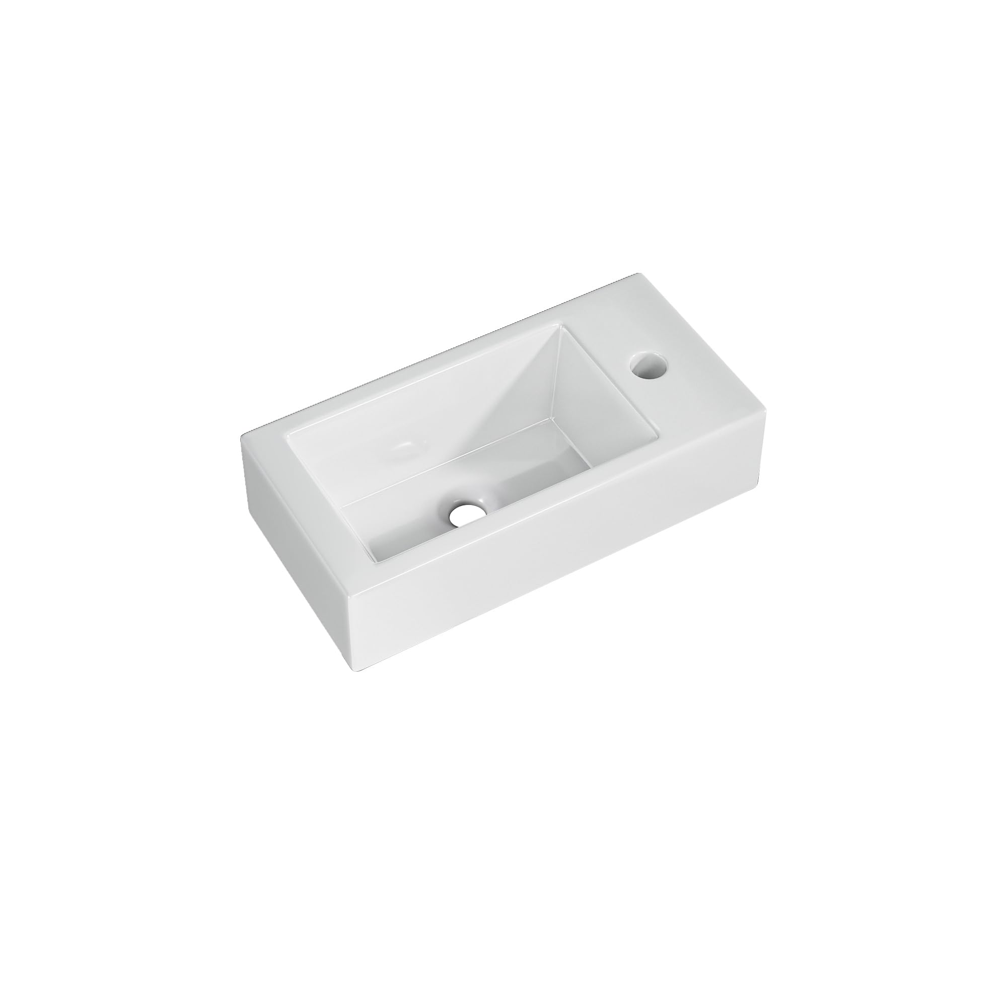 Vasque Lave-Mains Compacte Sortie Droite 36,5x18x9 cm – Lavabo Rectangulaire en Céramique Blanche – Idéal Petits Espaces, Toilettes, WC et Coins Exigus – Installation Facile