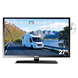 SYLVOX 27 Pouces Smart 12V TV pour Camping Cars | Lecteur DVD| DC 12V Google Television 1080P| Triple Tuner DVB-T2/S2, Wi-FI, Haut-Parleur HiFi, Bluetooth, Téléviseur pour Camping/Salon/Caravane