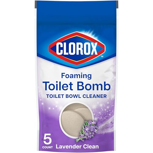 Clorox Foaming Toilet Bomb Toilet Bowl Cleaner, Bleach Free, Lavender Clean, 5 Count