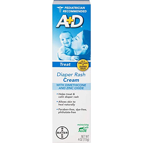 A+D Zinc Oxide Diaper Rash Cream with Aloe 4 oz (Pack of 12)