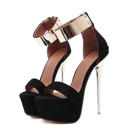 Sandales femme talon fin noir en suède taille 38 Mipcase
