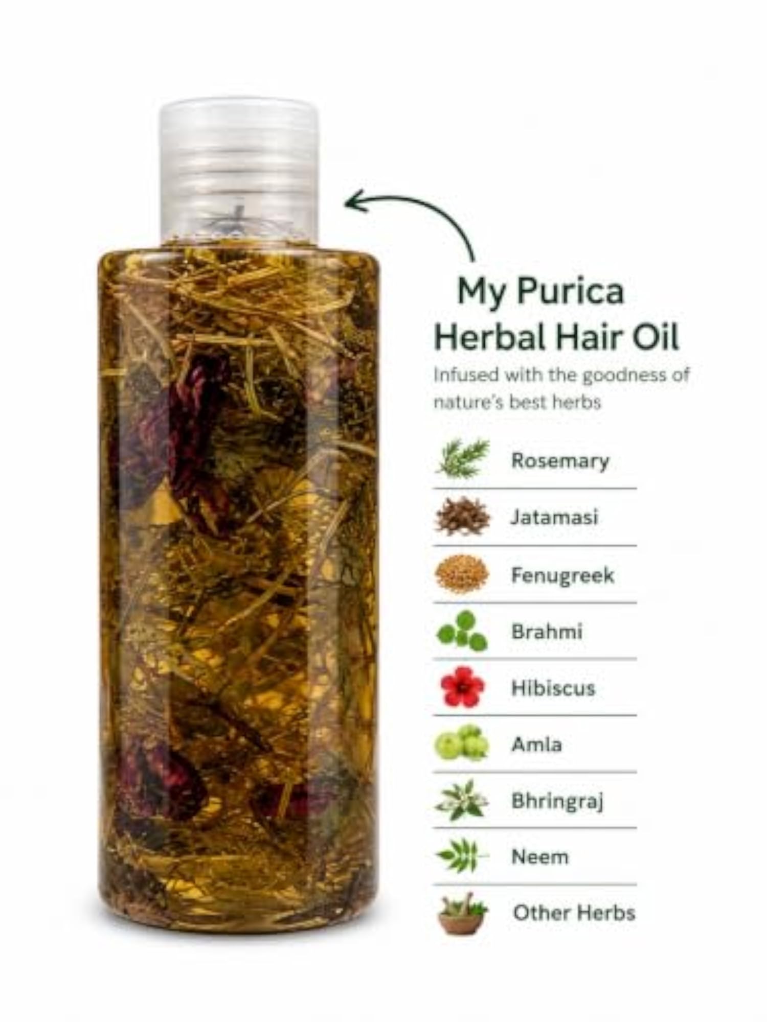 Hair Growth Oil with Rosemary, Castor, Amla & Bhringraj
