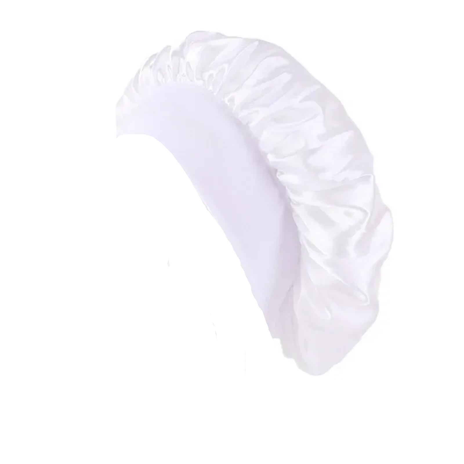 Gorro Unisex Con Banda Elástica For La Cabeza, For Dormir Suave De Primera Calidad, Gorros Sedosos Satén Grandes Para Inicio(White)
