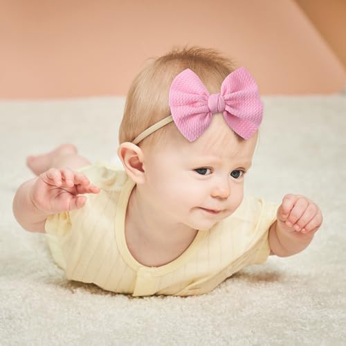 yoyokid Hairband, 20 PCS Baby Girls Nylon Headbands Super Soft Baby Hair bands with Bows Elastic Hair Accessories for Newborn Infant Toddler4