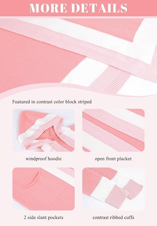 Image of utcoco Women's Oversized Hooded Cardigan Sweaters Color Block Open Front Long Sweater Coat Outwear with Pockets