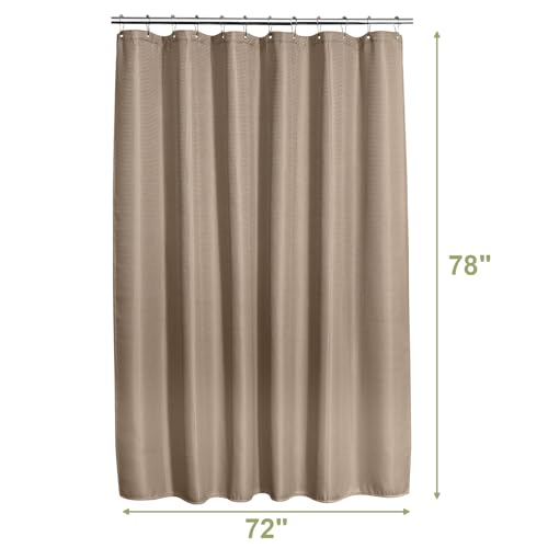 Image of AmazerBath Taupe Shower Curtain Waffle Textured, Fabric Shower Curtain Tan Thick Heavy Duty 240GSM Hotel Quality Bathroom Shower Curtains, 72 x 78 Inches