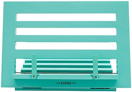 EXERZ Cookbook Stand Wooden Bookrest Cookery Recipe Holder Reading Rest -34 x 24 x 2 cm Adjustable Height - For Kitchen Home Office Book iPad Tablet - Premium Quality Beech Wood (Blue)