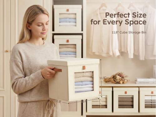 Image of Homsorout Cube Storage Bins with Lids - Front Opening, Clear Window, 6 Pack