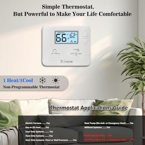 Riseem Non-Programmable Wall Thermostat For Home Single-Stage Systems thumb #6