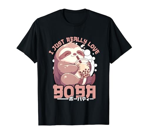 Sloth Boba Tea Kawaii Bubble Tea Sloth Anime Neko Sloth T-Shirt