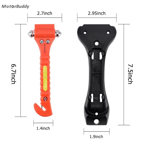 Image of MOTORBUDDY 2-Pack Car Safety Hammer Seatbelt Cutter, Auto Emergency Escape Hammer with Window Glass Breaker and Seat Belt Cutter, Escape Tool for Car Accidents