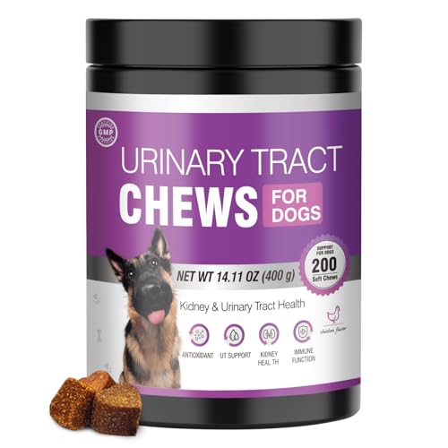 Dog Uti Treatment Cranberry Supplement for Dogs 200 Chews Urinary Tract Medicine Bladder Control Pills Kidney Support Cranberrys Extract Bites Uti Infection Treats Incontinence Remedy for Dogs Chicken