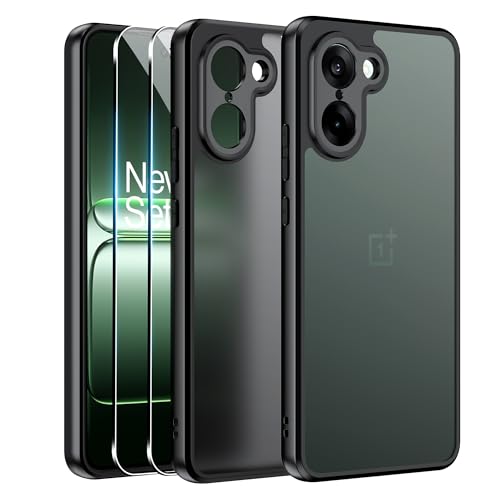 Effcotuo Funda para OnePlus Nord CE 5 5G Case 2 Protector de Pantalla Cristal Templado, Funda de Silicona Flexible + PC Acrílico Carcasa Respaldo Translúcida Mate Slim Cover para OnePlus Nord CE5