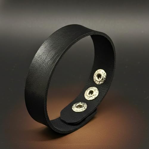 Image of THE MEN THING BLAZEFIT STRAP - 18mm Genuine Leather Bracelet with Stainless Steel Stud Button Closure for Men & Boys (6.6 /7.1 /7.6 inch)