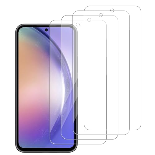 iCsapr 4 Pack Glass Screen Protector Compatible for Samsung Galaxy A54 5G 6.4 Inches [9H Hardness]-HD Screen Tempered Glass SM-A546E/DS 6.4 Scratch Resistant Easy Install [Case Friendly]