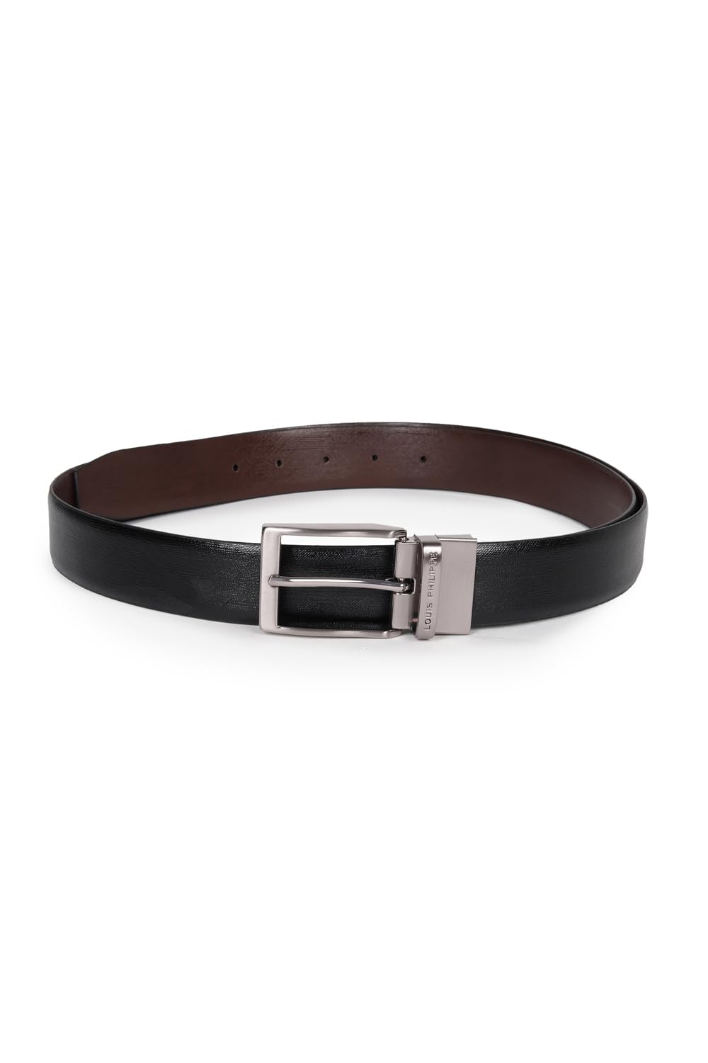 louis philippe Men Solid Reversible Formal Italian Leather with Brush Gun Metal Buckle Belt-picture-35