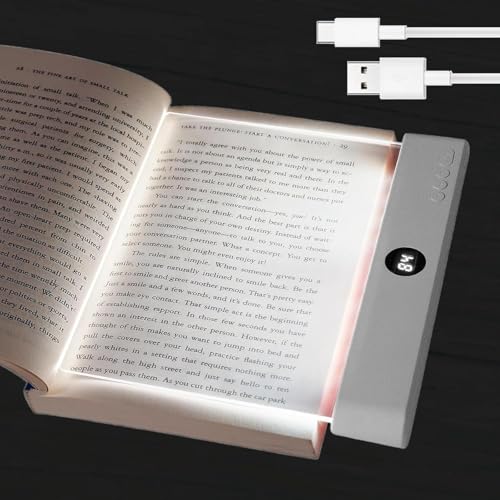 Smart 2-in-1 LED Book Light for Night Reading – Rechargeable Full-Page Reading Lamp with 3 Color Temperatures, Eye-Friendly, Portable Bookmark Light, Funny Gifts for Kids, Students&Book Lovers (White) by Generic - Used condition - US$18.94